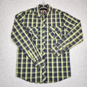 Realtree Men's Long Sleeve Shirt Snap Up Blue Green Plaid Small
